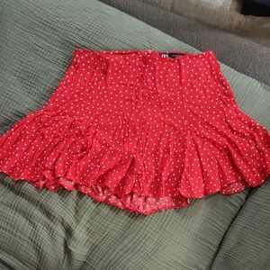 Zara Red Polka Dot Mini Pleated Shorts